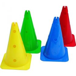 MULTI-PURPOSE HOLED MARKER CONES WITH SLOTTED TOP - HEIGHT 37 CMSET OF 4